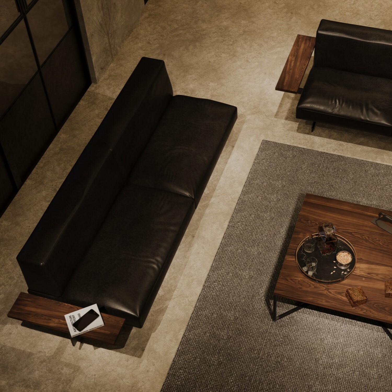 フレームカラー：クリア<br />
張地：牛革 Santeria Black 301（Bランク）