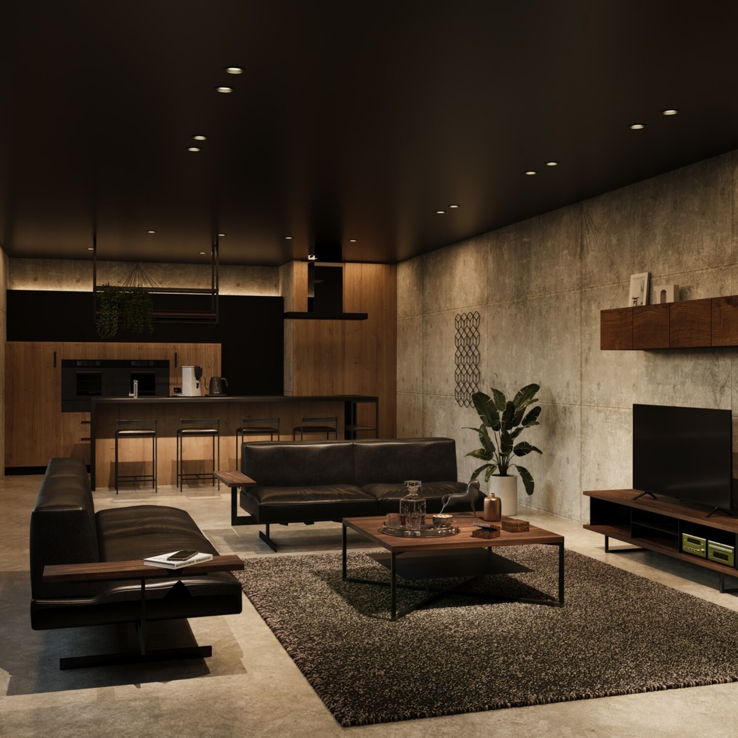 フレームカラー：クリア<br />
張地：牛革 Santeria Black 301（Bランク）