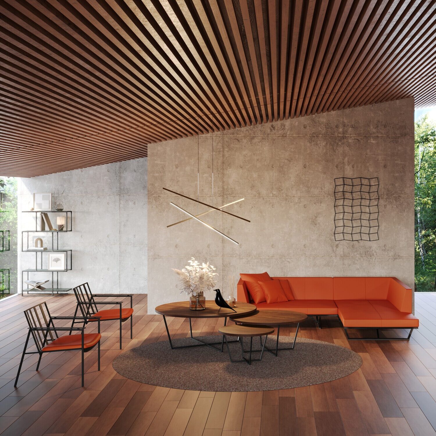 フレームカラー：クリア<br />
張地：牛革 Santeria Camel 304（Bランク）